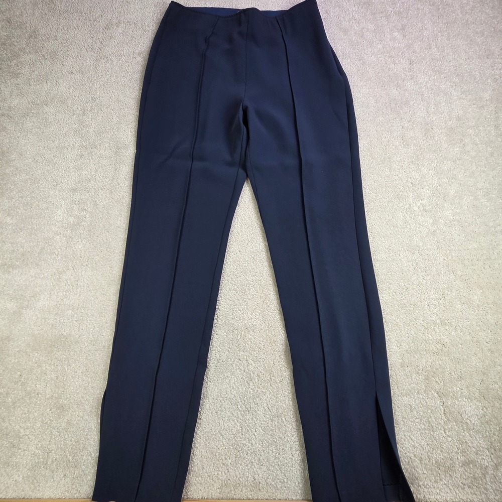 Cinq a Sept Teal Blue Tailored Slim Leg Side Zip Trousers Pants Size 8